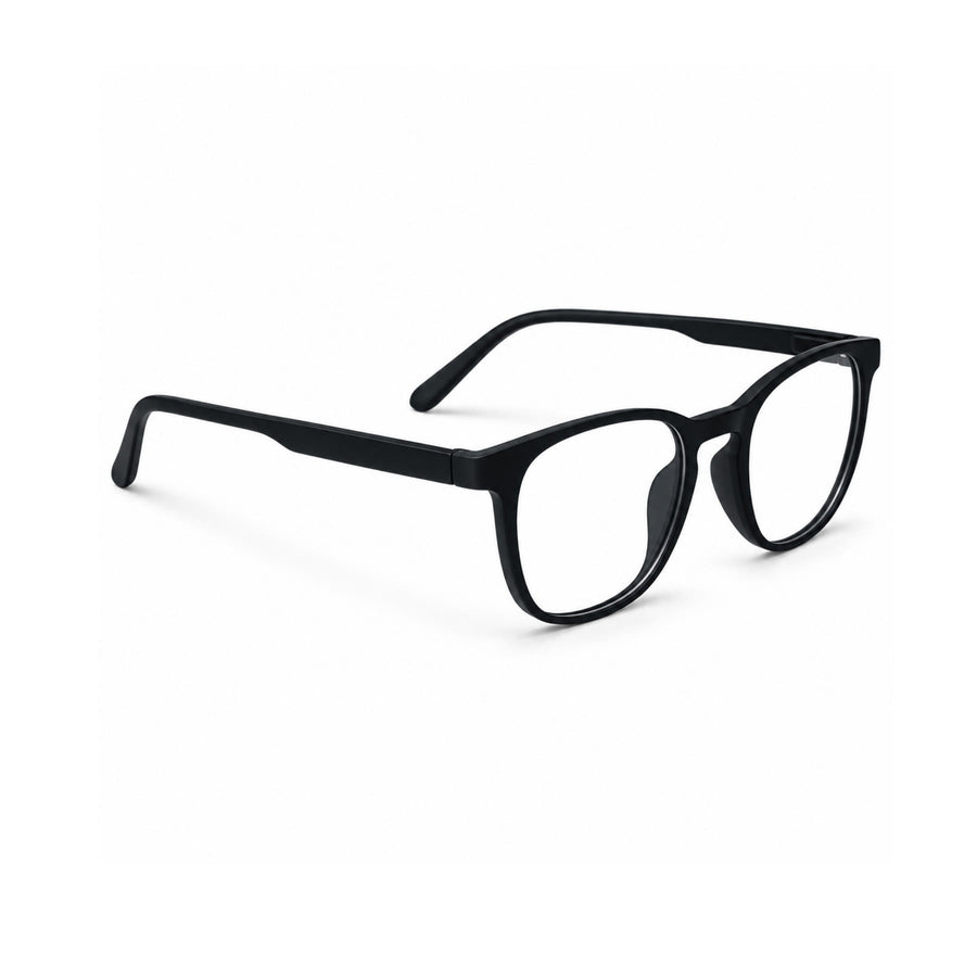 Basics 2802 Rounded Square Optical Frame in Black — three-quarter view (opposite side)