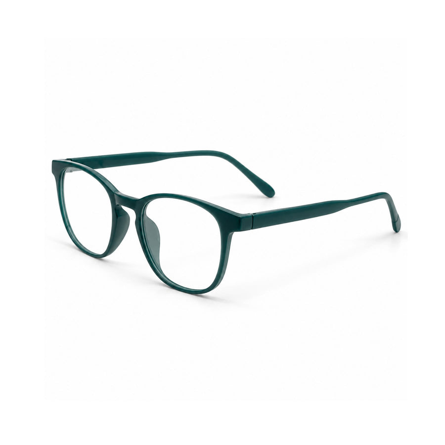 Basics 2802 Rounded Square Optical Frame in Teal — three-quarter view