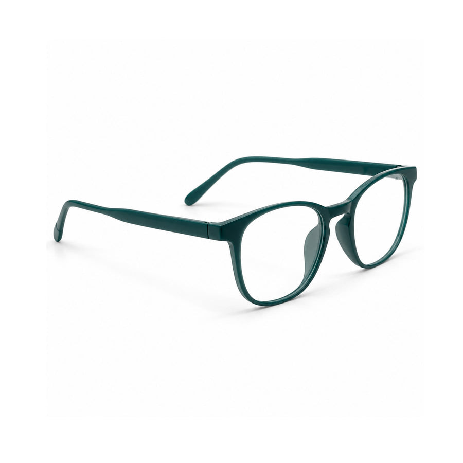 Basics 2802 Rounded Square Optical Frame in Teal — three-quarter view (opposite side)