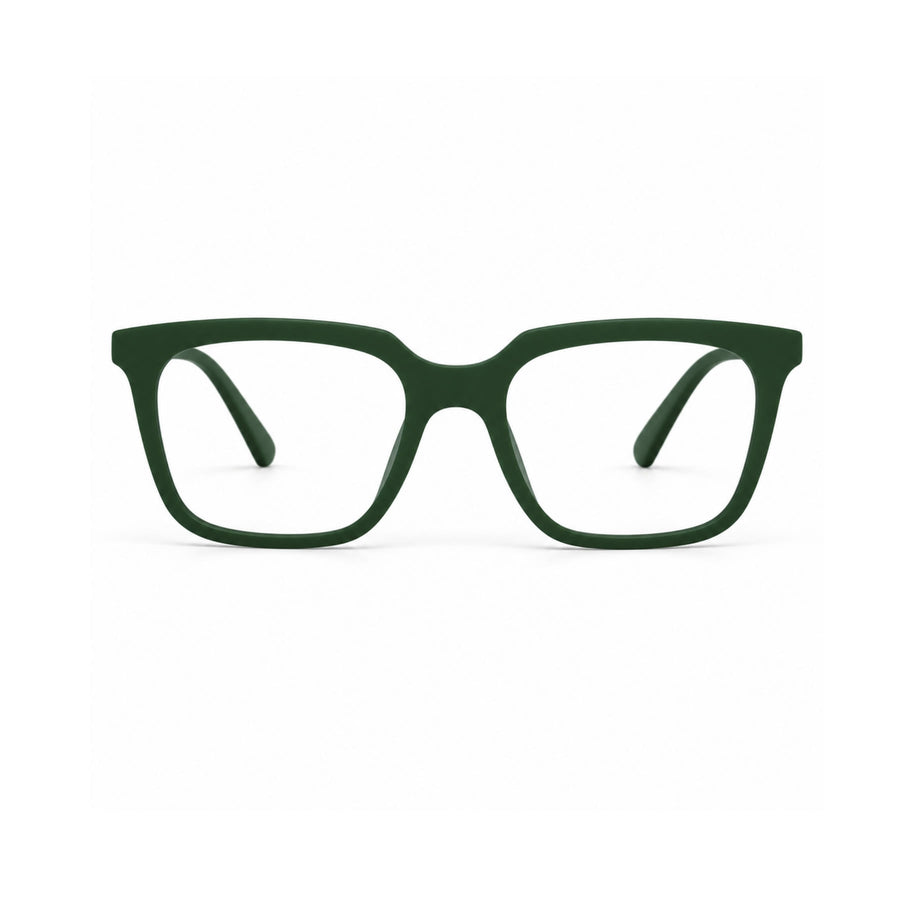 Basics Neo 2815 Square Optical Frame in Forest Green — front view
