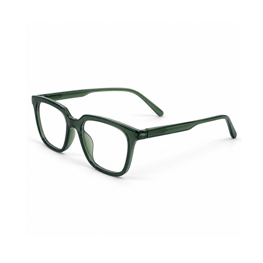 Basics Neo 2815 Square Optical Frame in Olive Green — three-quarter view