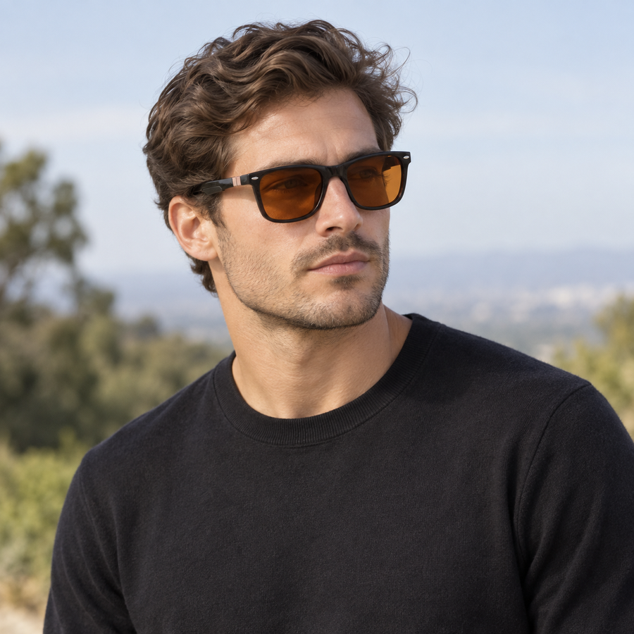 VERLIN 8372 BROWN Polarized Prescription-Friendly Sunglasses — colour-accurate model creative