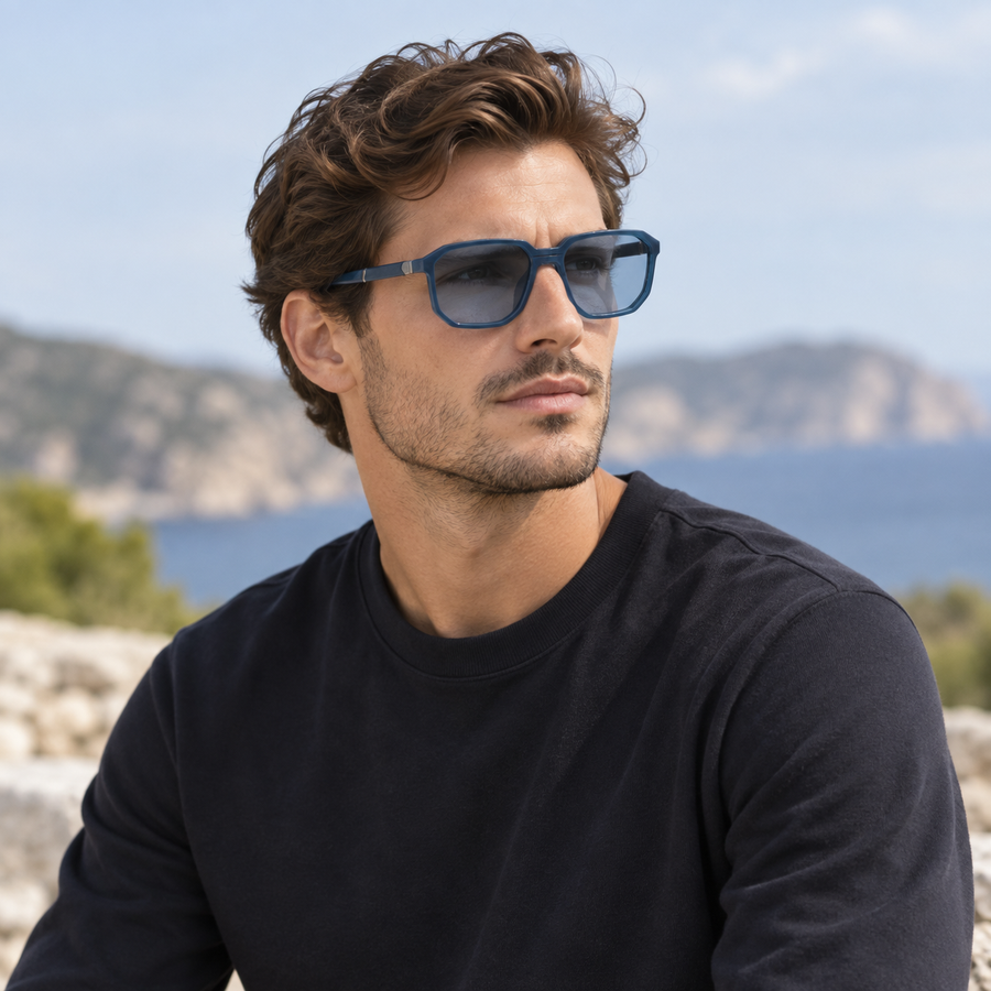 VERLIN 91128 BLUE Polarized Prescription-Friendly Sunglasses — colour-accurate model creative
