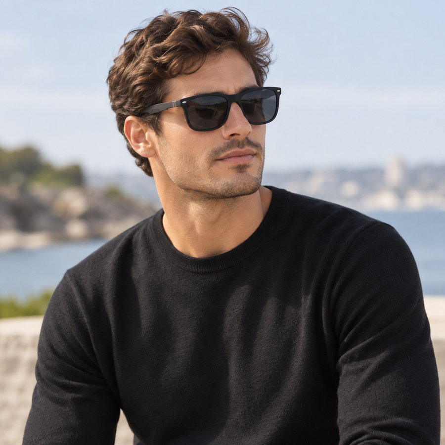 VERLIN 91133 MBLK Polarized Prescription-Friendly Sunglasses — colour-accurate model creative