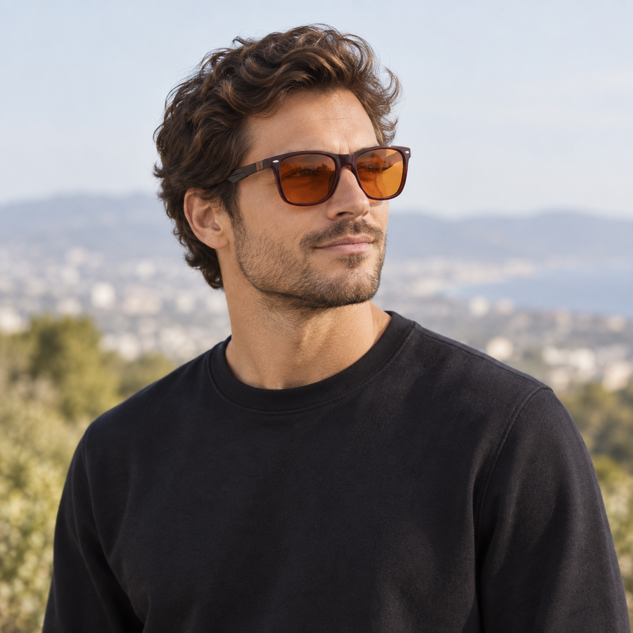 VERLIN 91133 BROWN Polarized Prescription-Friendly Sunglasses — colour-accurate model creative
