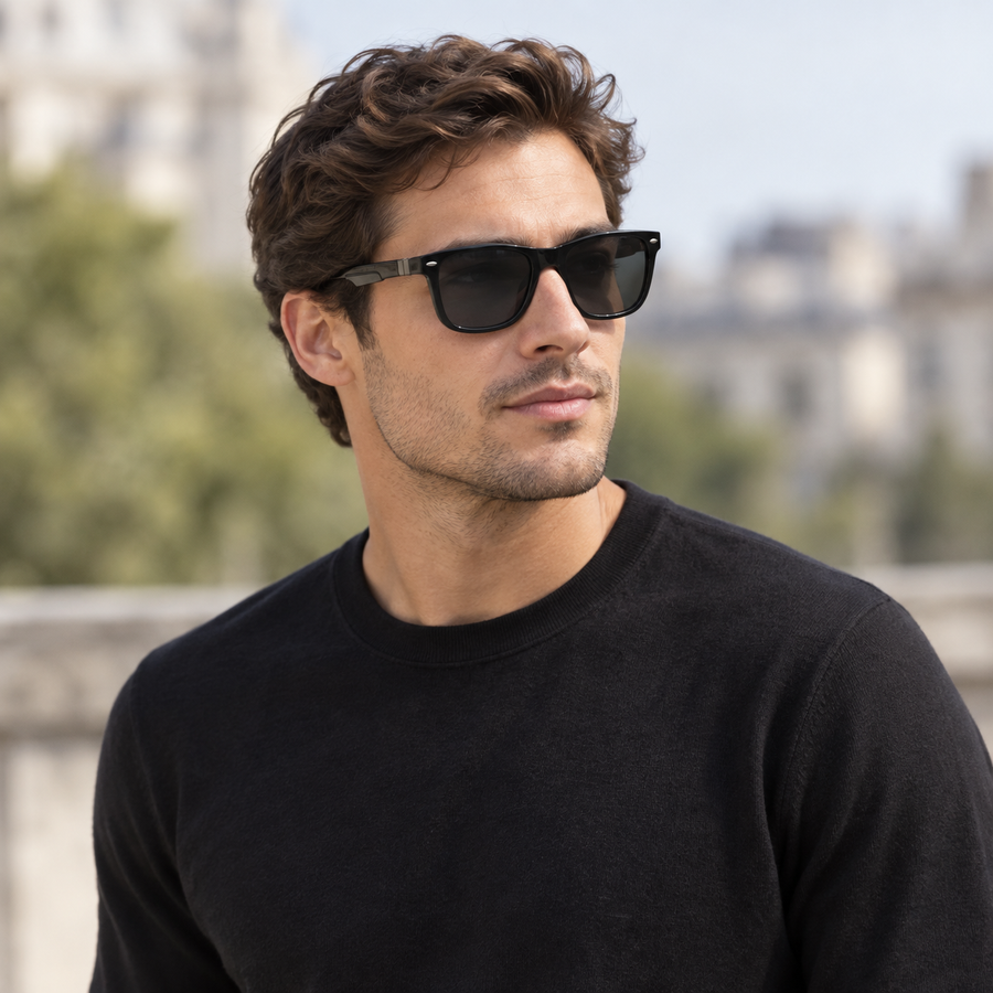 VERLIN 91133 BLK Polarized Prescription-Friendly Sunglasses — colour-accurate model creative