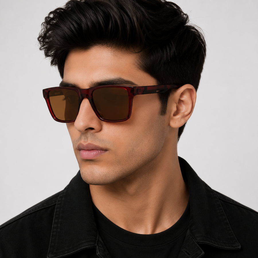 VERLIN Y Pole 25008 BROWN Polarized Sunglasses — supplied matching model image