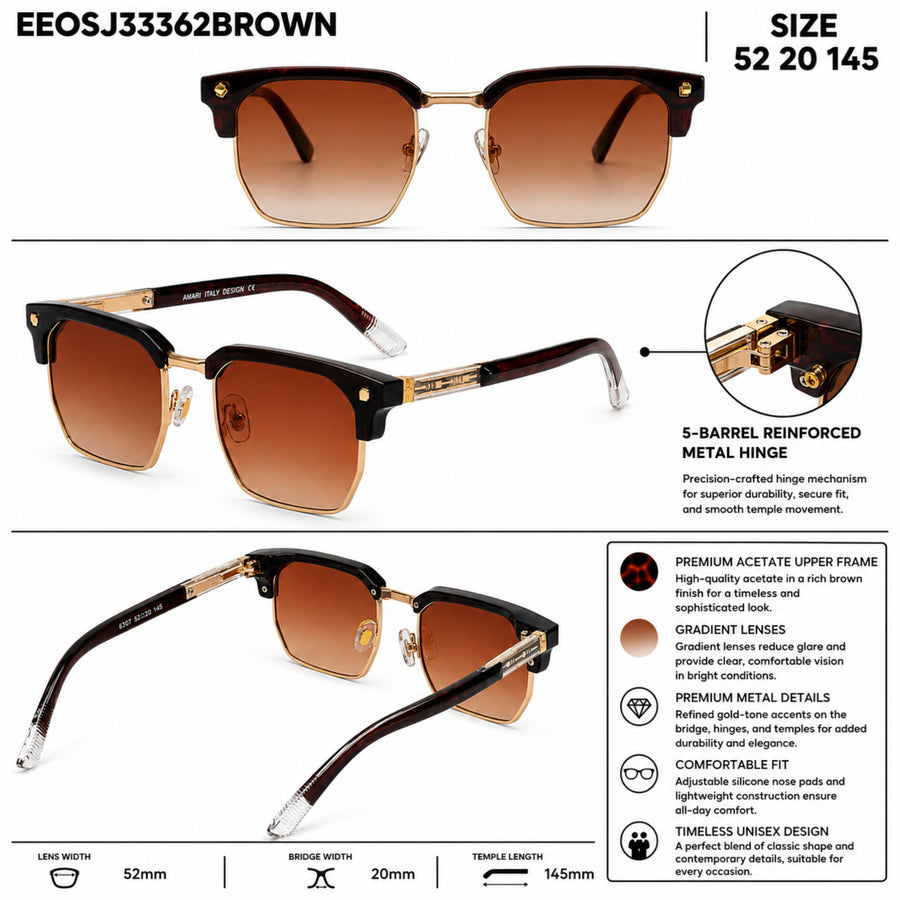 VERLIN 6307 Brown Clubmaster Prescription-Friendly Sunglasses — supplied source view 5
