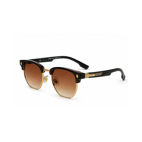 VERLIN 6311 Brown Clubmaster Prescription-Friendly Sunglasses