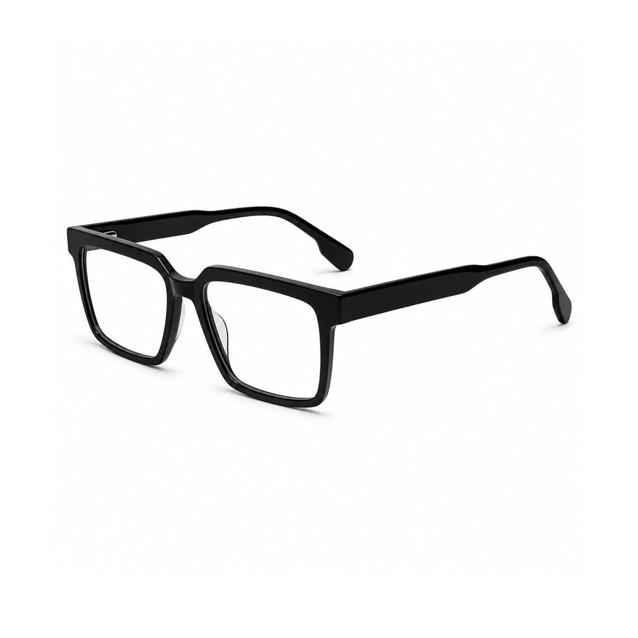 2803 Hand Made Acetate Black Square Optical Frame — three-quarter