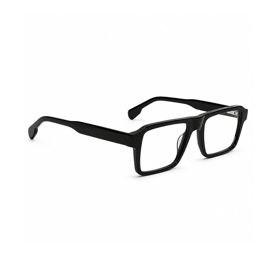 22118 Hand Made Acetate Black Rectangle Optical Frame — side