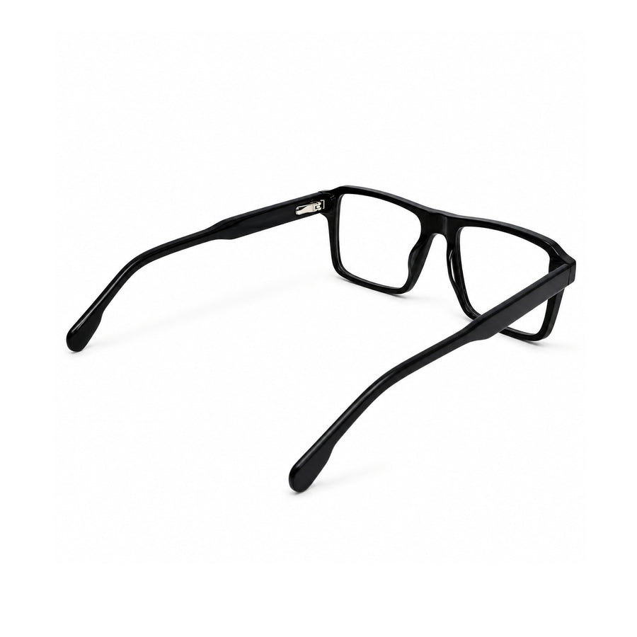 22118 Hand Made Acetate Black Rectangle Optical Frame — back