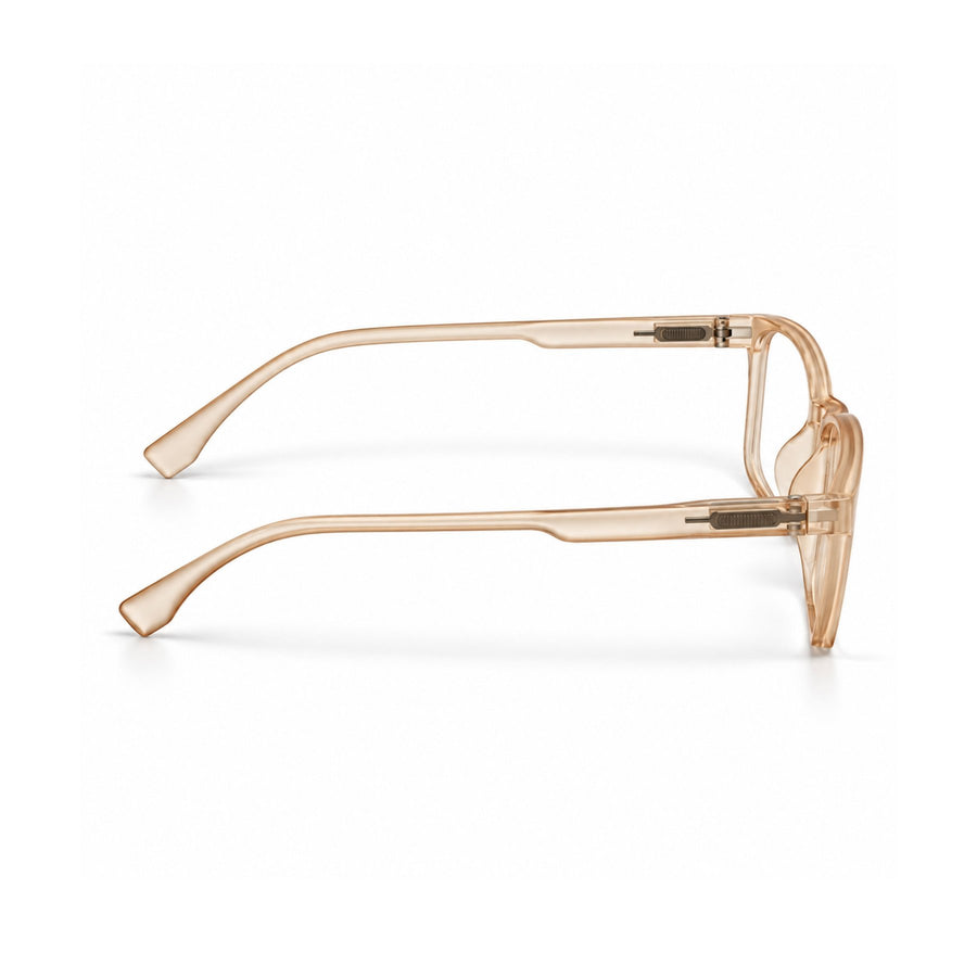 18884 VERLIN Rectangle Optical Frame in Amber - temple and side view