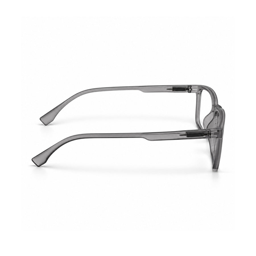 18884 VERLIN Rectangle Optical Frame in Grey Crystal - temple and side view