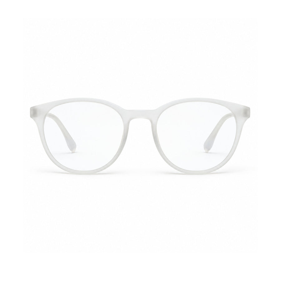 18887 VERLIN Round Optical Frame in Clear Crystal - front view