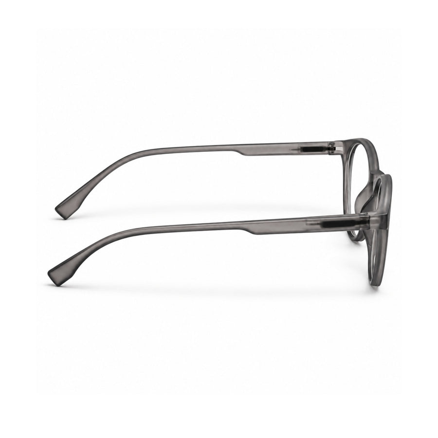 18887 VERLIN Round Optical Frame in Grey Crystal - temple and side view