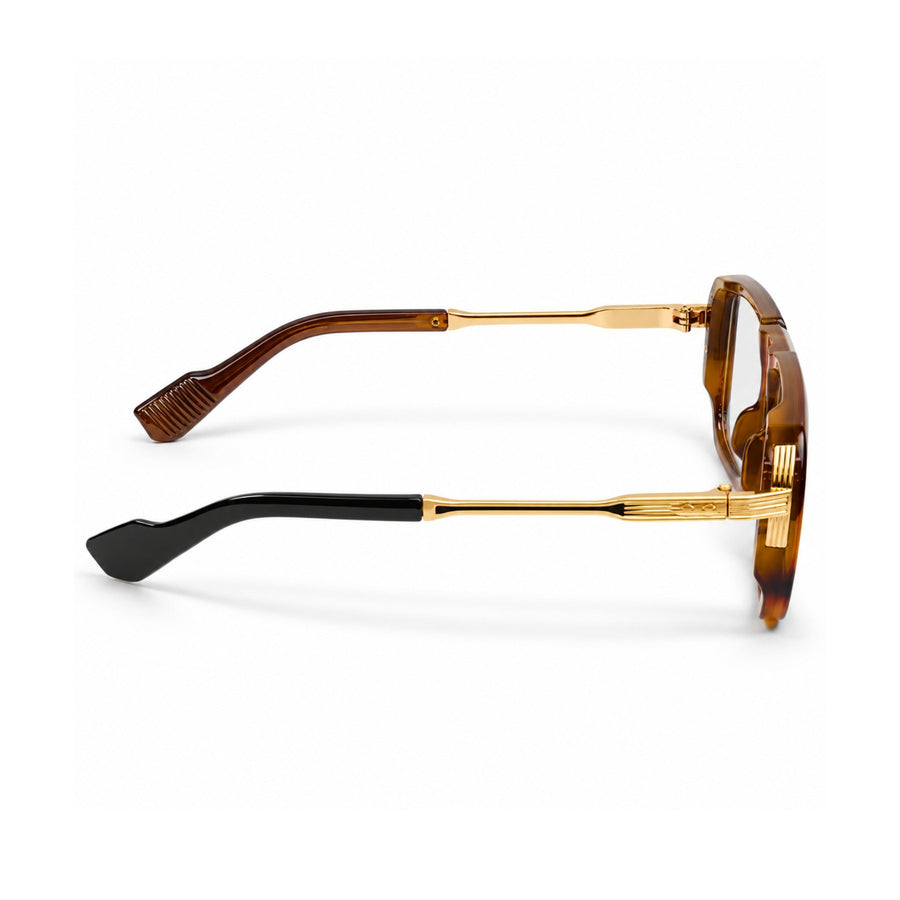 VERLIN 6067 Tortoise Gold navigator frame, temple and hinge detail
