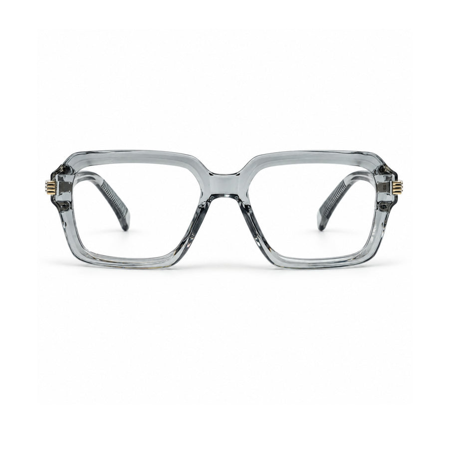 VERLIN 6104 Grey Crystal square optical frame, front view, 52-18-142 mm