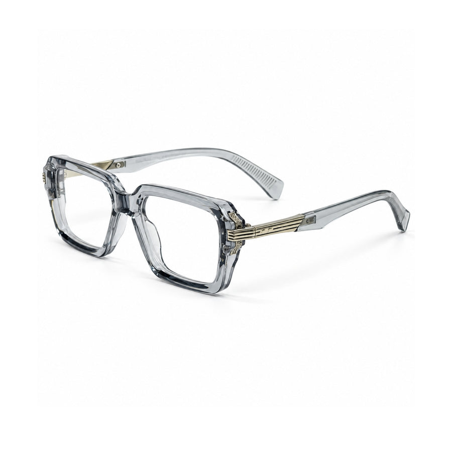 VERLIN 6104 Grey Crystal square frame, three-quarter view