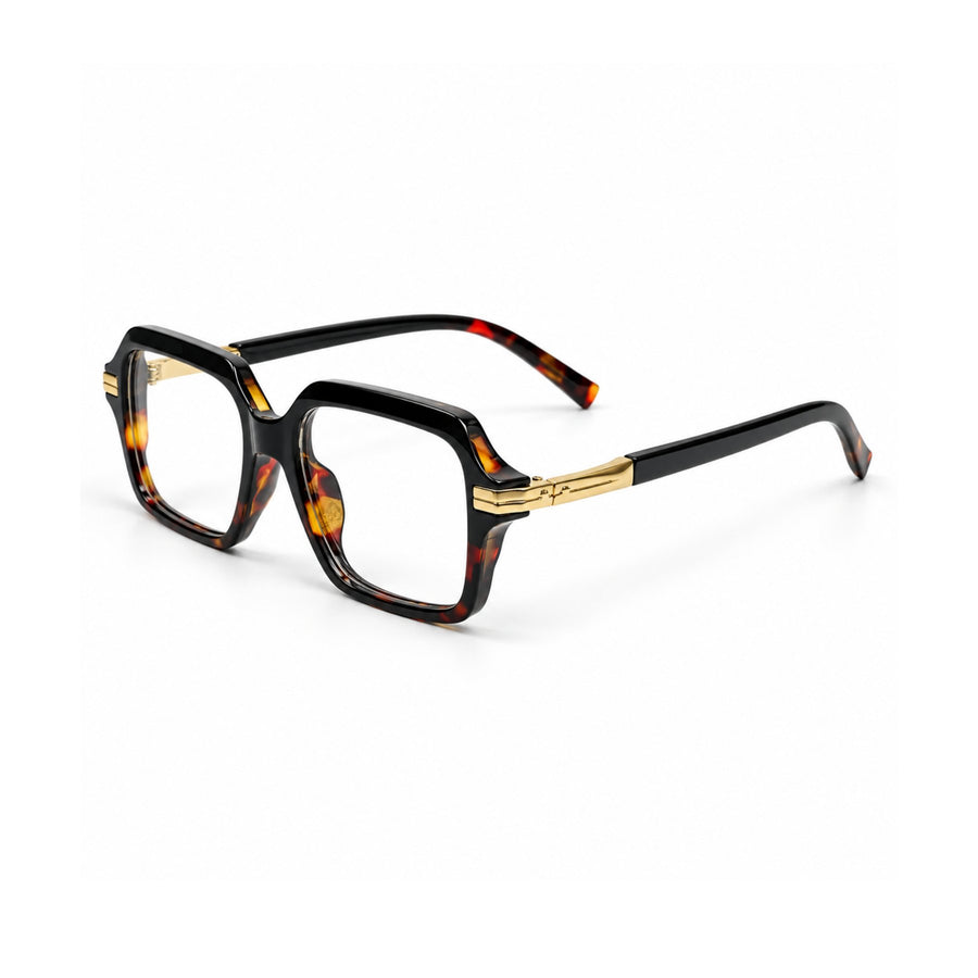 VERLIN 6115 Tortoise Gold square frame, three-quarter view