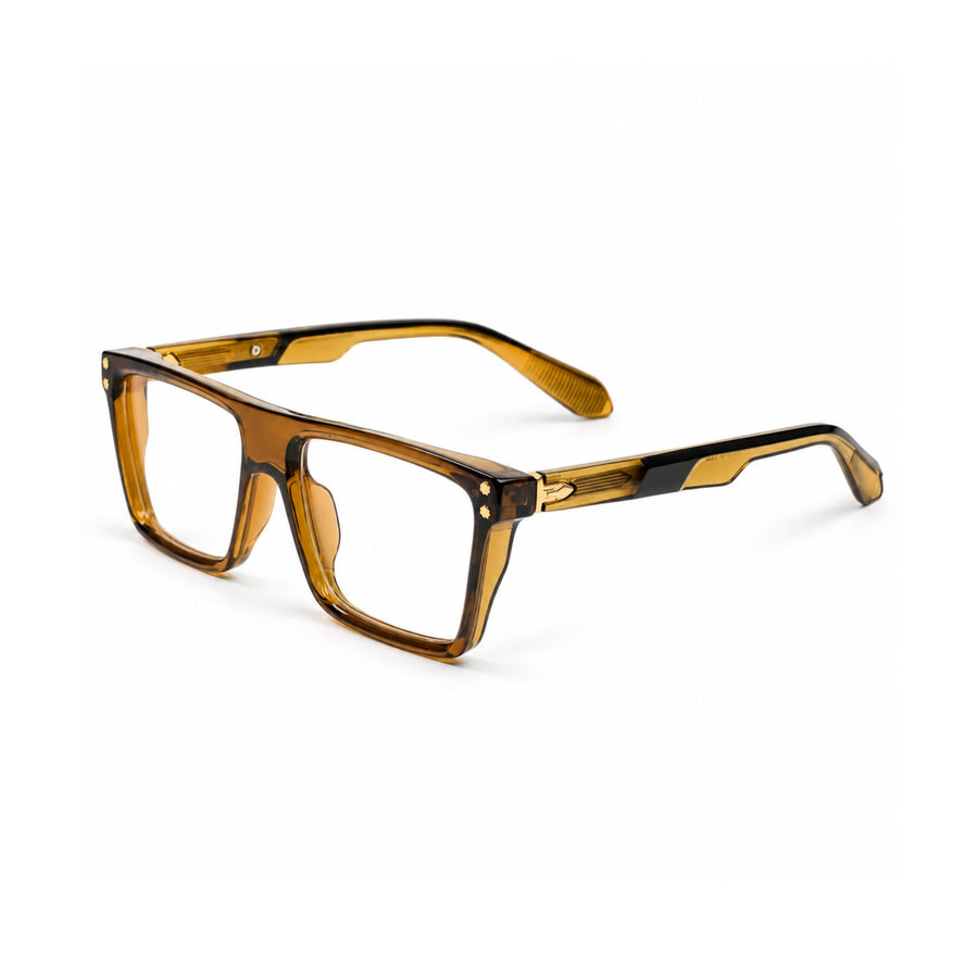 VERLIN 6230 Amber Tortoise flat-top frame, three-quarter view