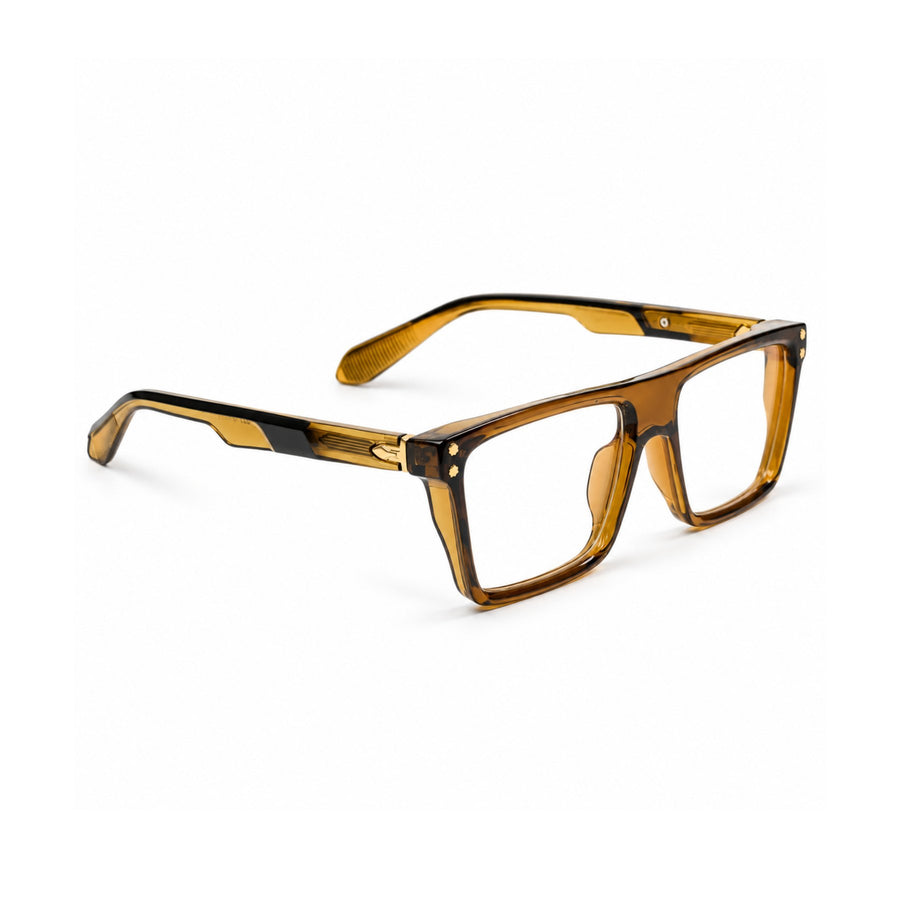 VERLIN 6230 Amber Tortoise flat-top frame, angled view