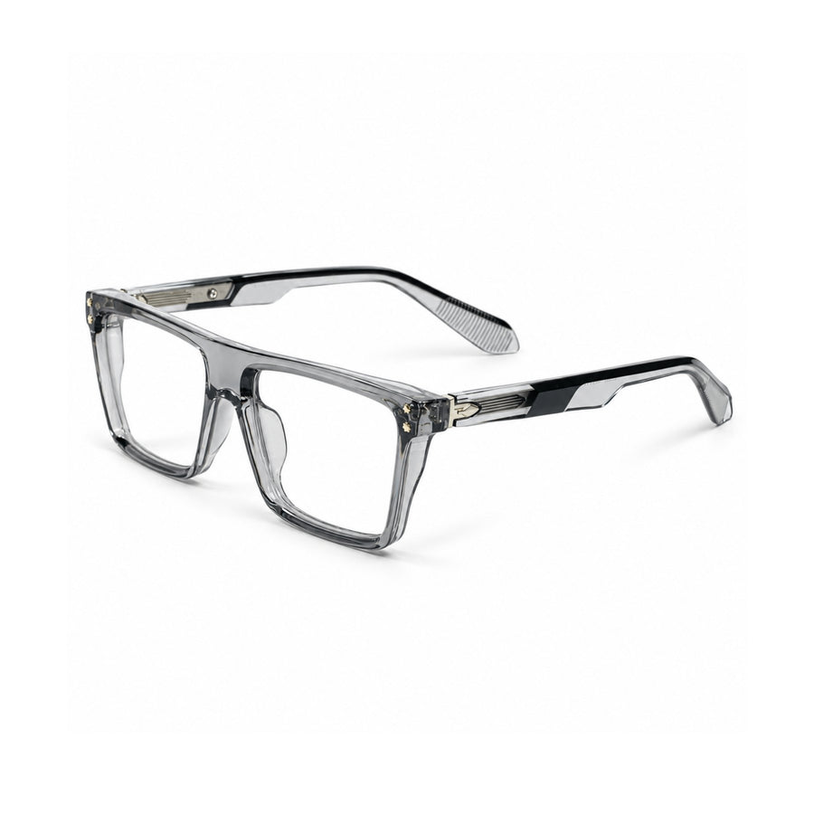 VERLIN 6230 Grey Crystal flat-top frame, three-quarter view