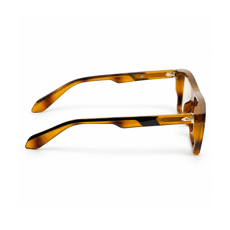 VERLIN 6230 Tortoise flat-top frame, temple and hinge detail