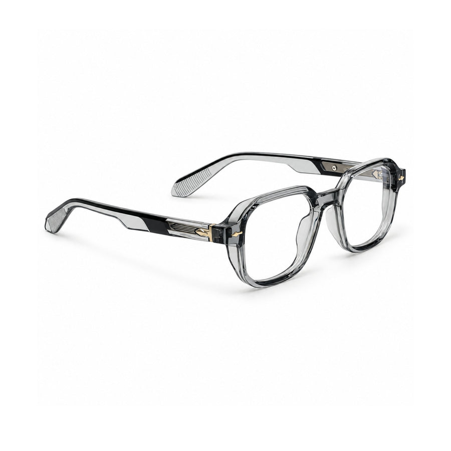 VERLIN 6231 Grey Crystal geometric frame, angled view