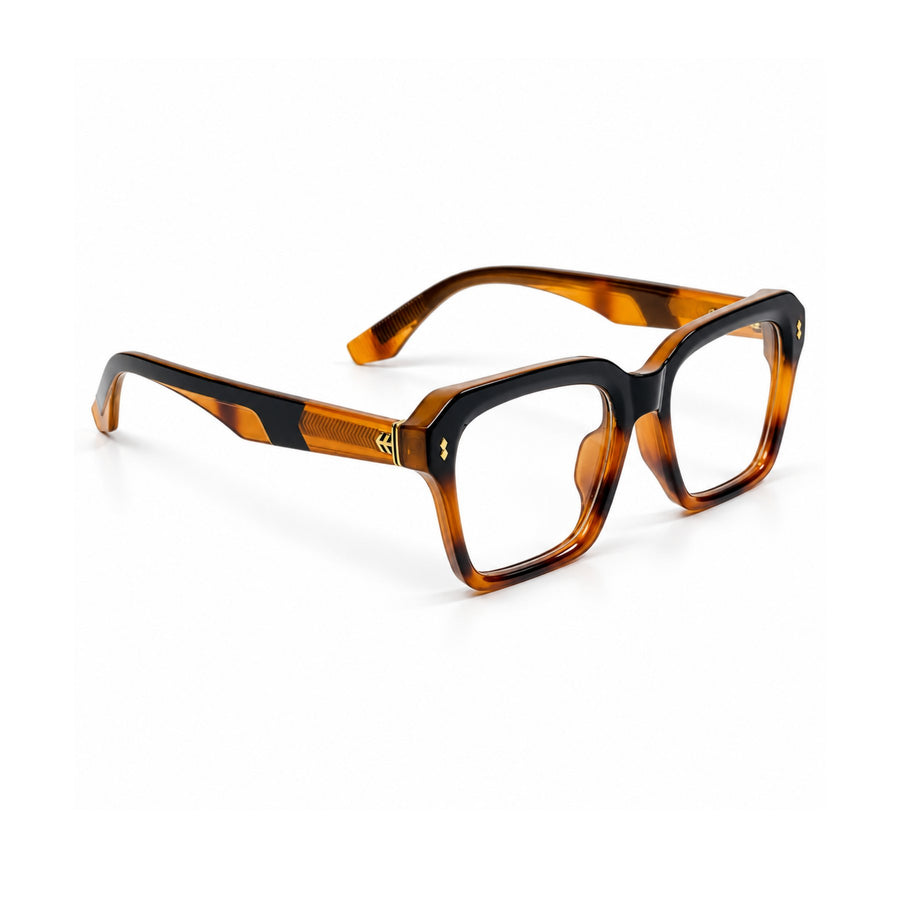 VERLIN 6233 Amber Tortoise bold square frame, angled view