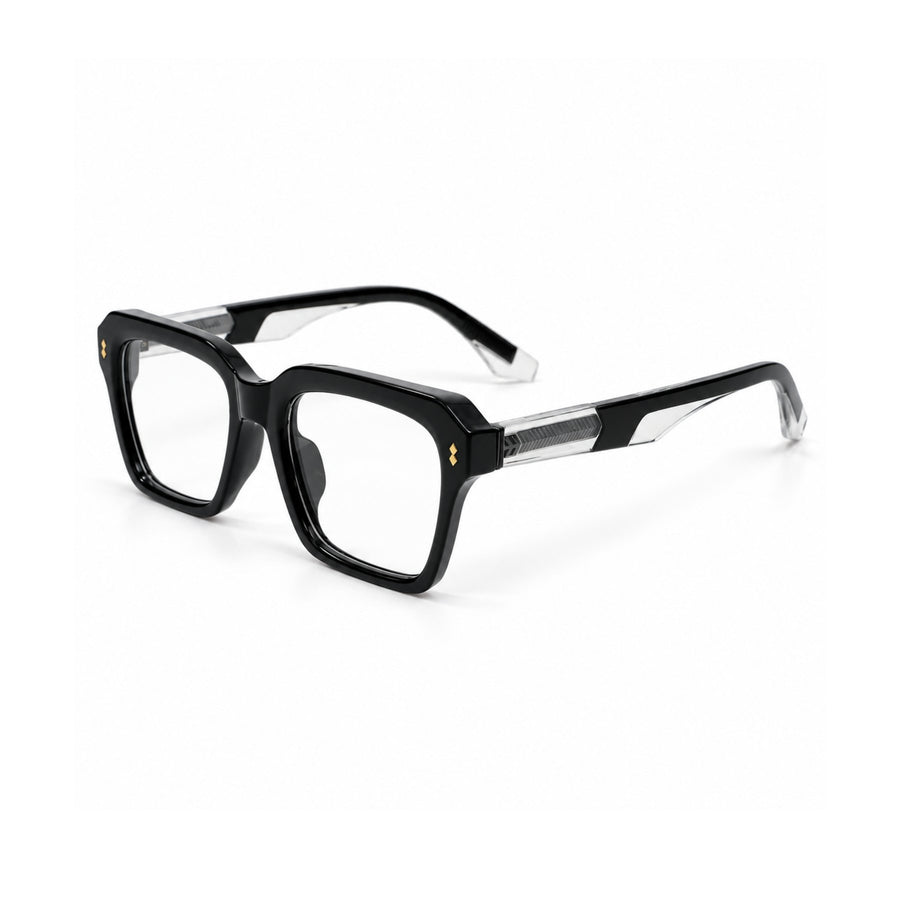 VERLIN 6233 Black bold square frame, three-quarter view