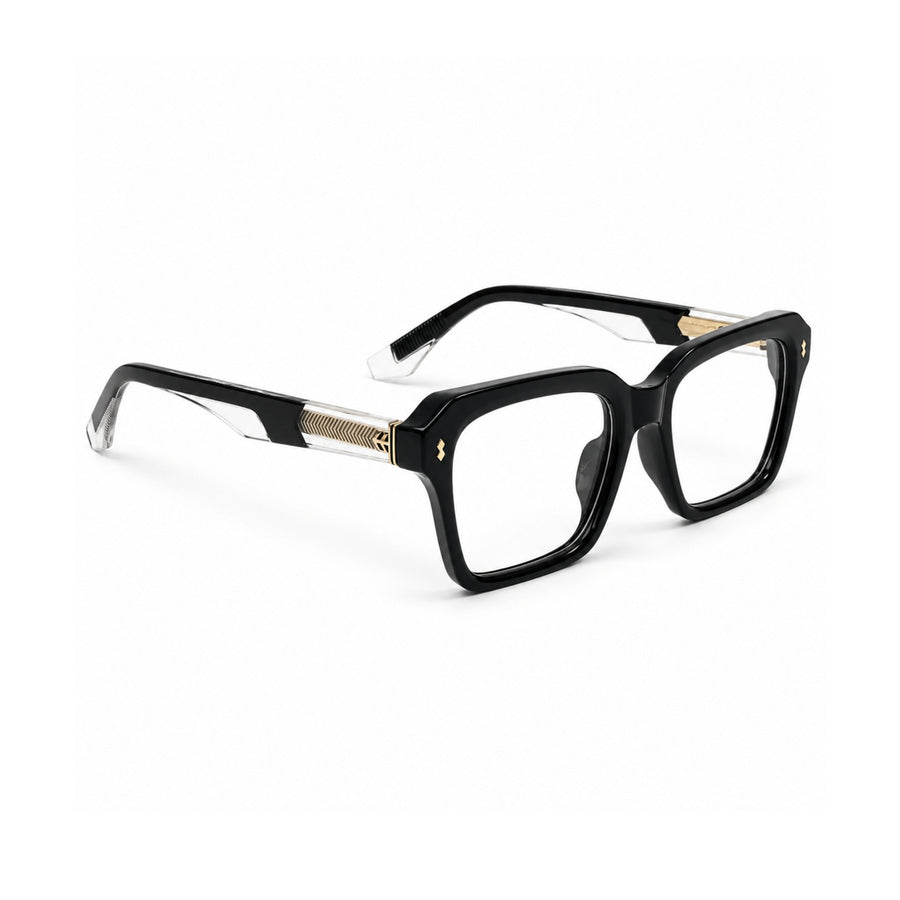 VERLIN 6233 Black Silver bold square frame, angled view