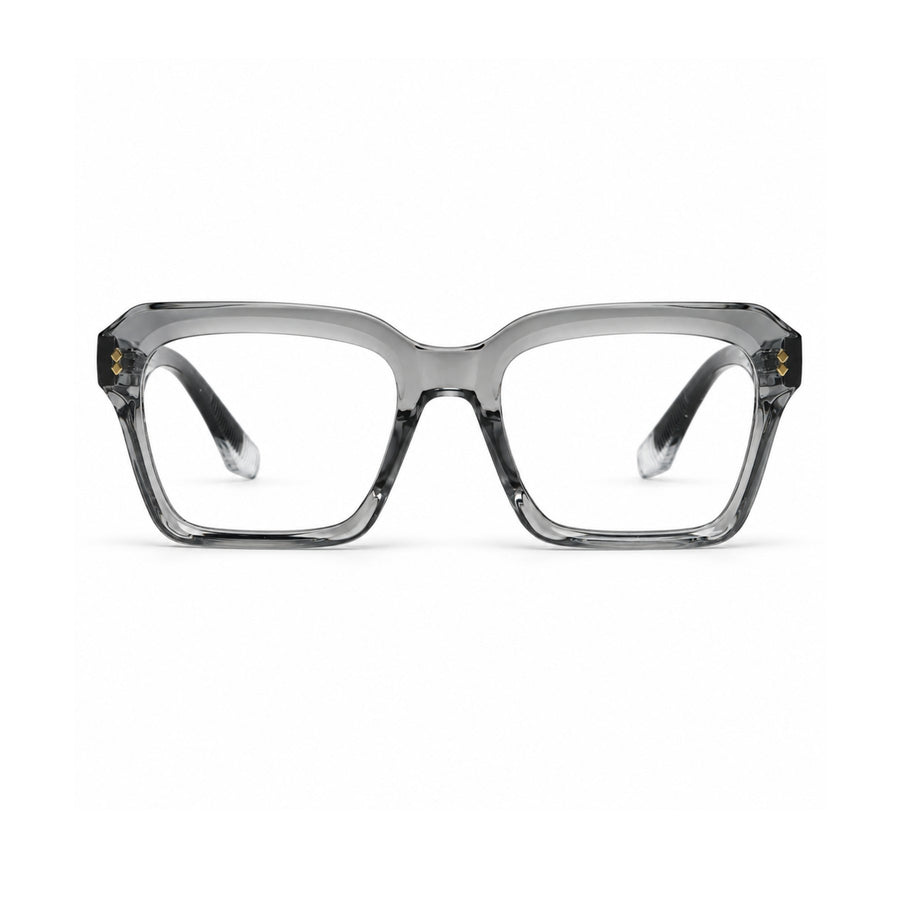 VERLIN 6233 Grey Crystal bold square optical frame, front view, 52-20-146 mm