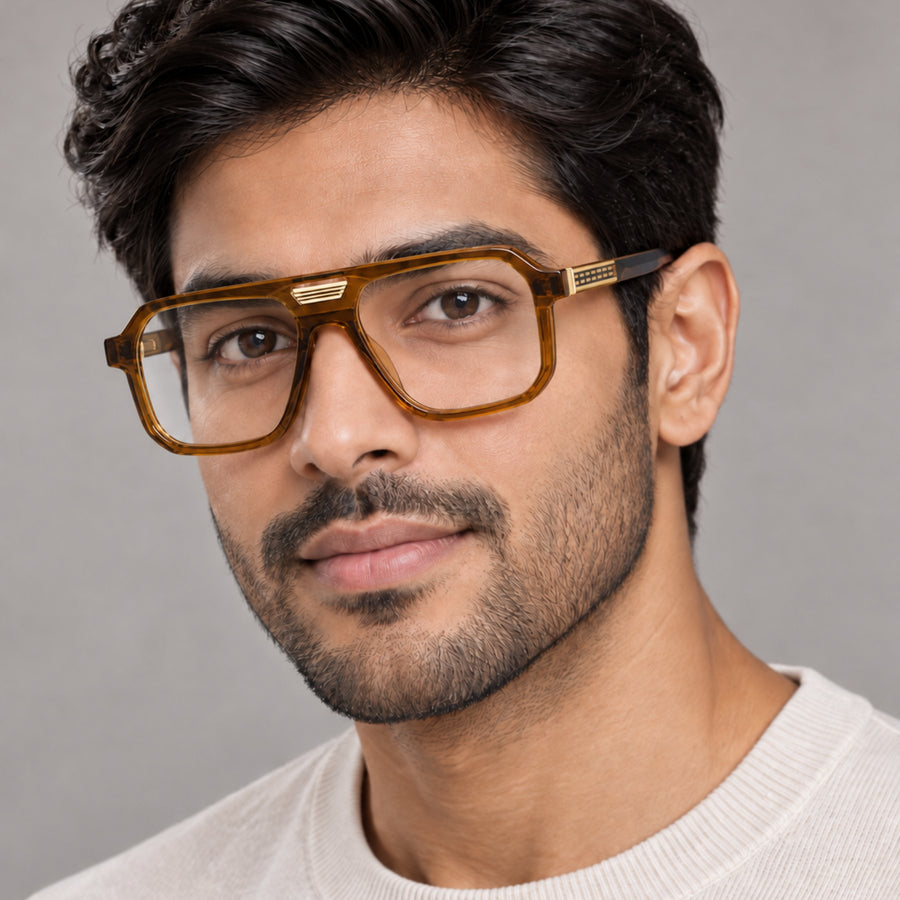 Man wearing VERLIN 6240 Amber navigator eyeglasses