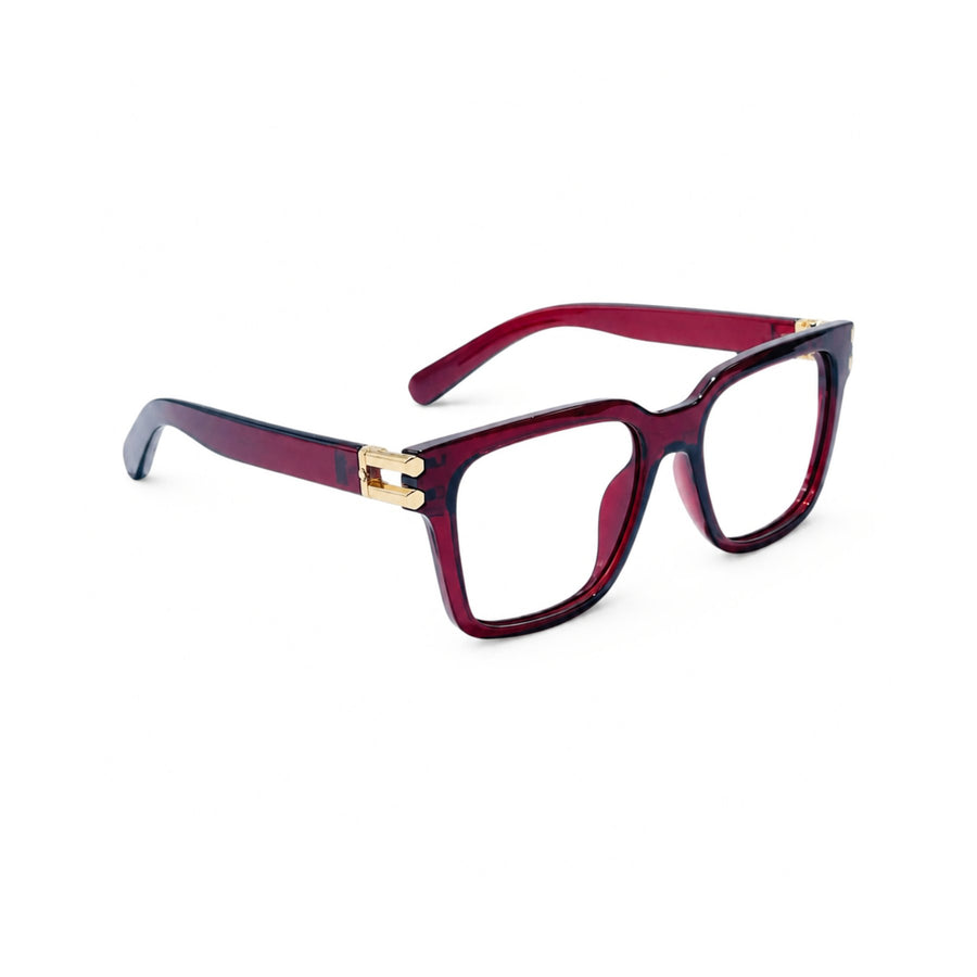 82102 VERLIN Square Computer Glasses in Wine Red - angled view