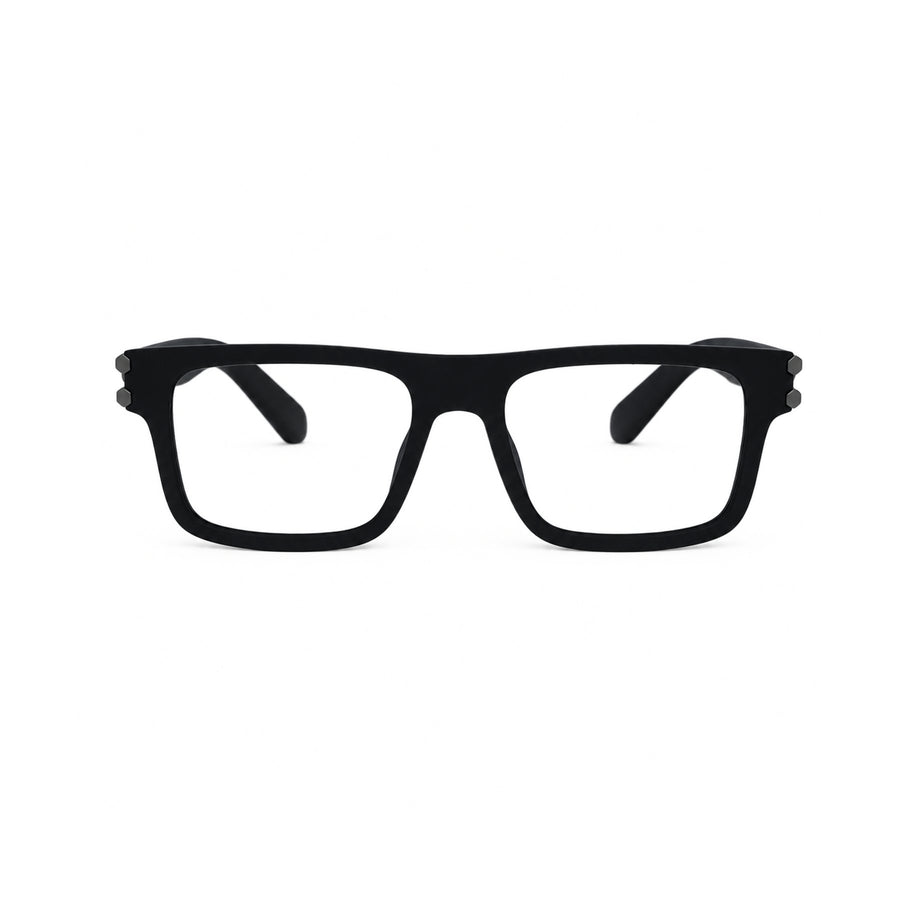 82103 VERLIN Flat-Top Rectangle Computer Glasses in Matte Black - front view