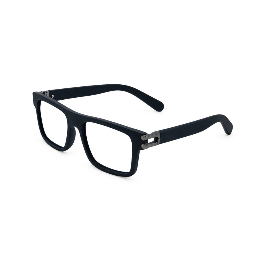 82103 VERLIN Flat-Top Rectangle Computer Glasses in Matte Black - three-quarter view