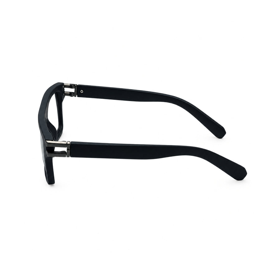82103 VERLIN Flat-Top Rectangle Computer Glasses in Matte Black - temple and side view