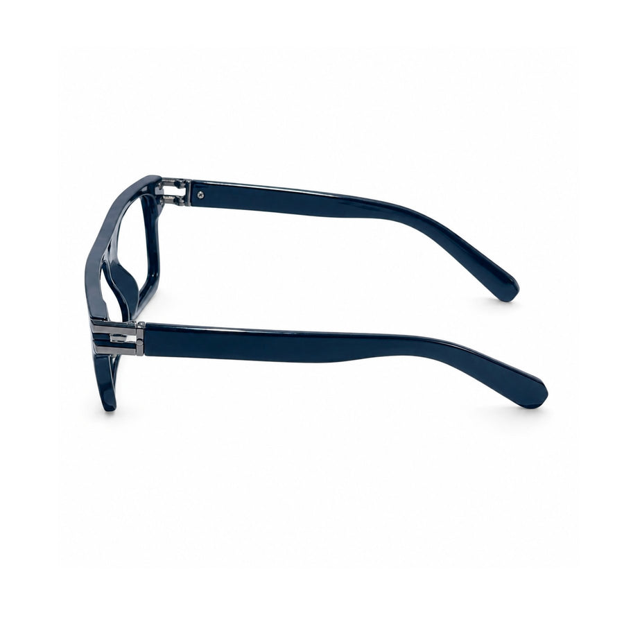 82103 VERLIN Flat-Top Rectangle Computer Glasses in Midnight Blue - temple and side view
