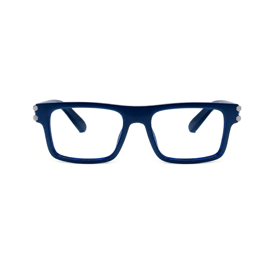 82103 VERLIN Flat-Top Rectangle Computer Glasses in Navy Blue - front view