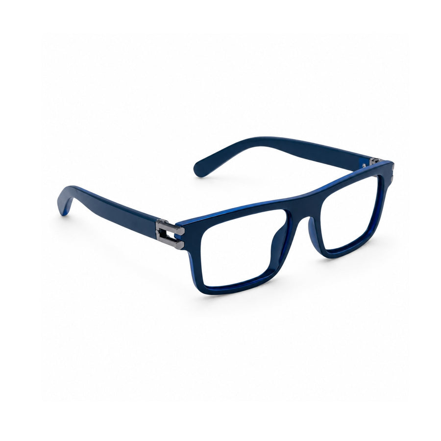 82103 VERLIN Flat-Top Rectangle Computer Glasses in Navy Blue - angled view