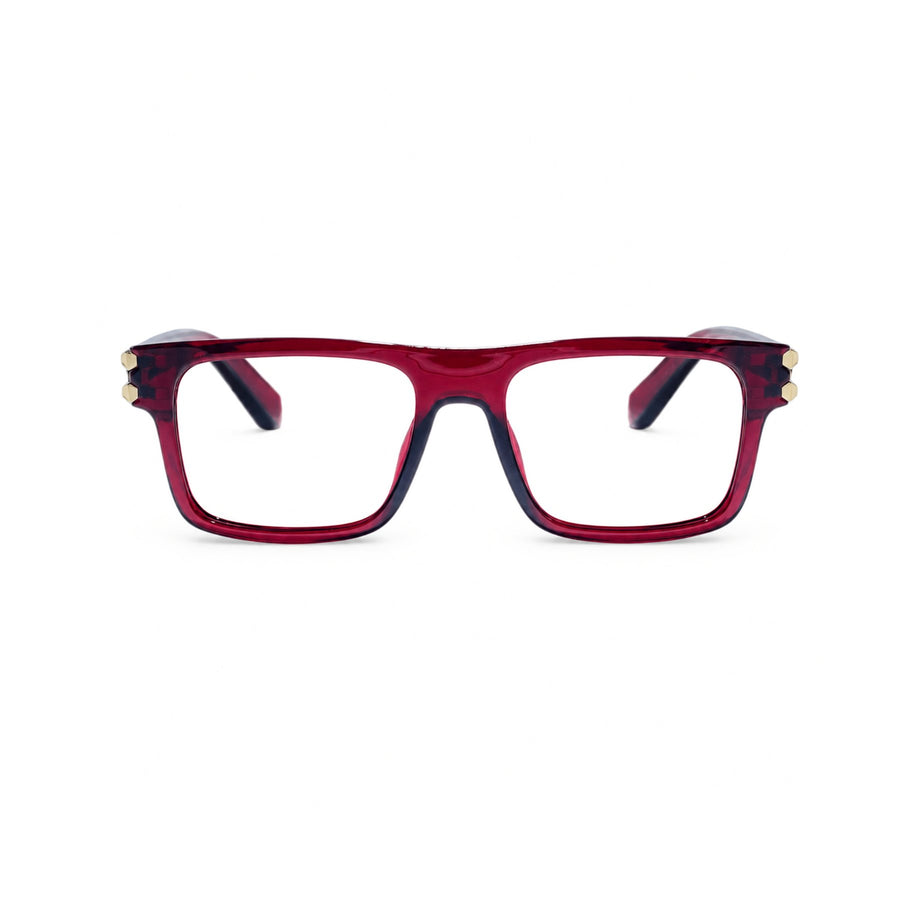 82103 VERLIN Flat-Top Rectangle Computer Glasses in Wine Red - front view