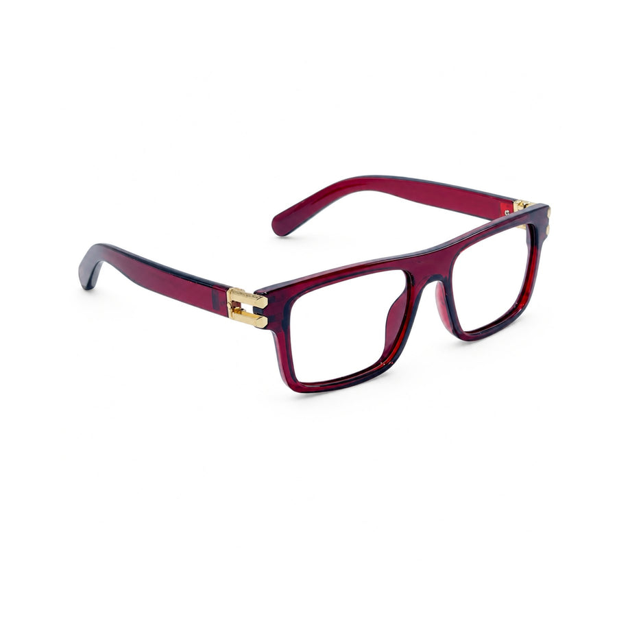 82103 VERLIN Flat-Top Rectangle Computer Glasses in Wine Red - angled view