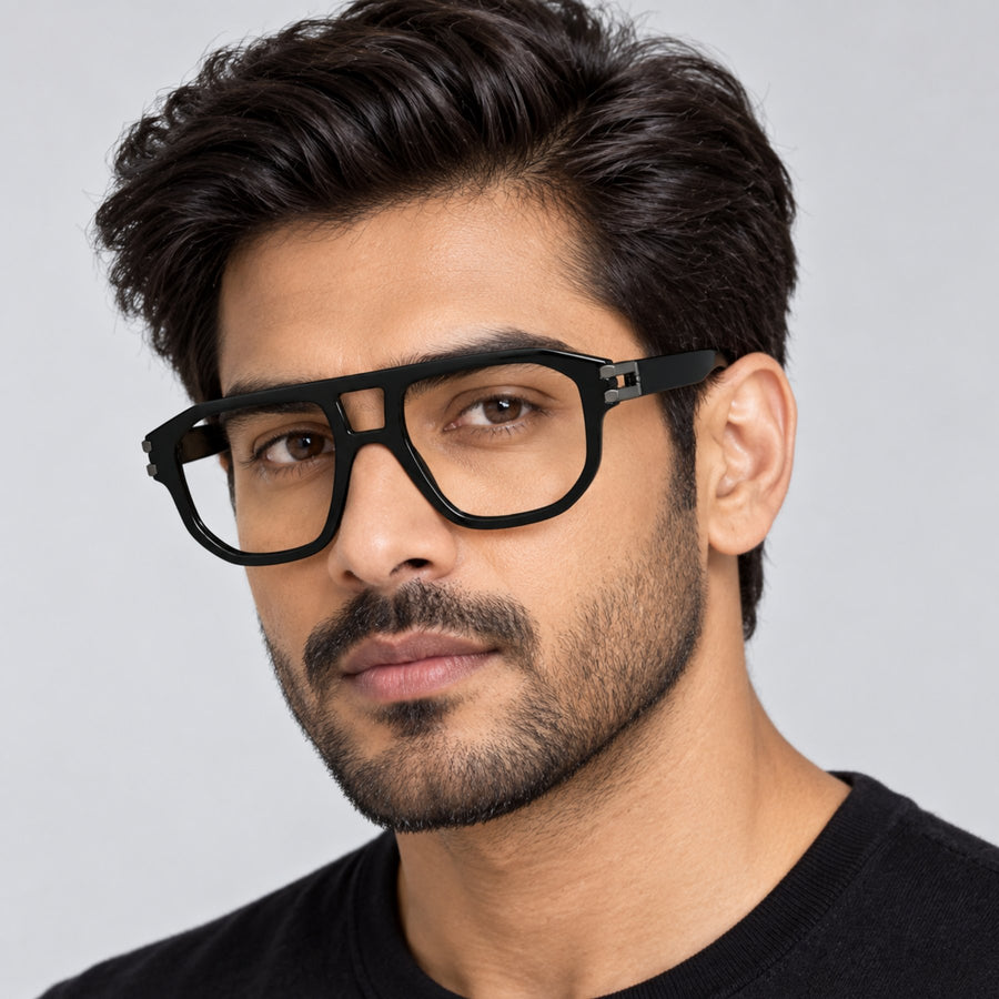 Model wearing 82104 VERLIN Navigator Computer Glasses in Black