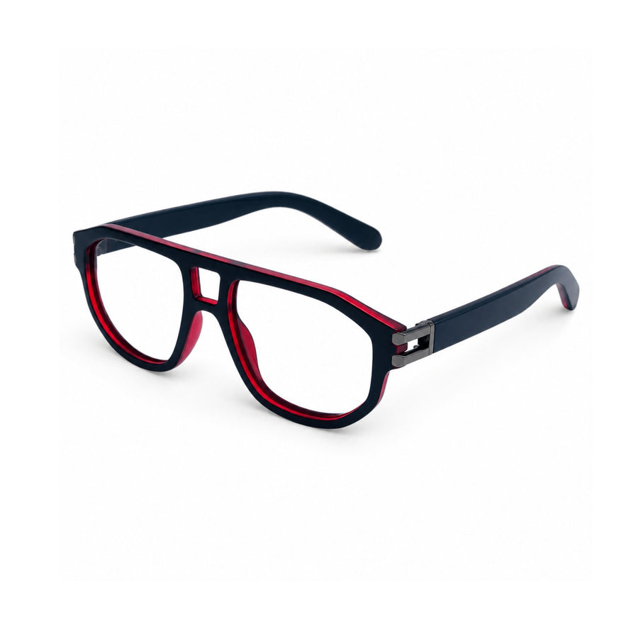 82104 VERLIN Navigator Computer Glasses in Black Red - three-quarter view