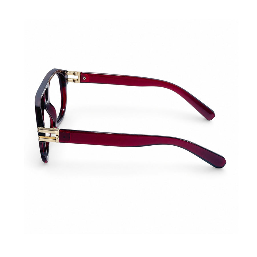 82104 VERLIN Navigator Computer Glasses in Wine Red - temple and side view