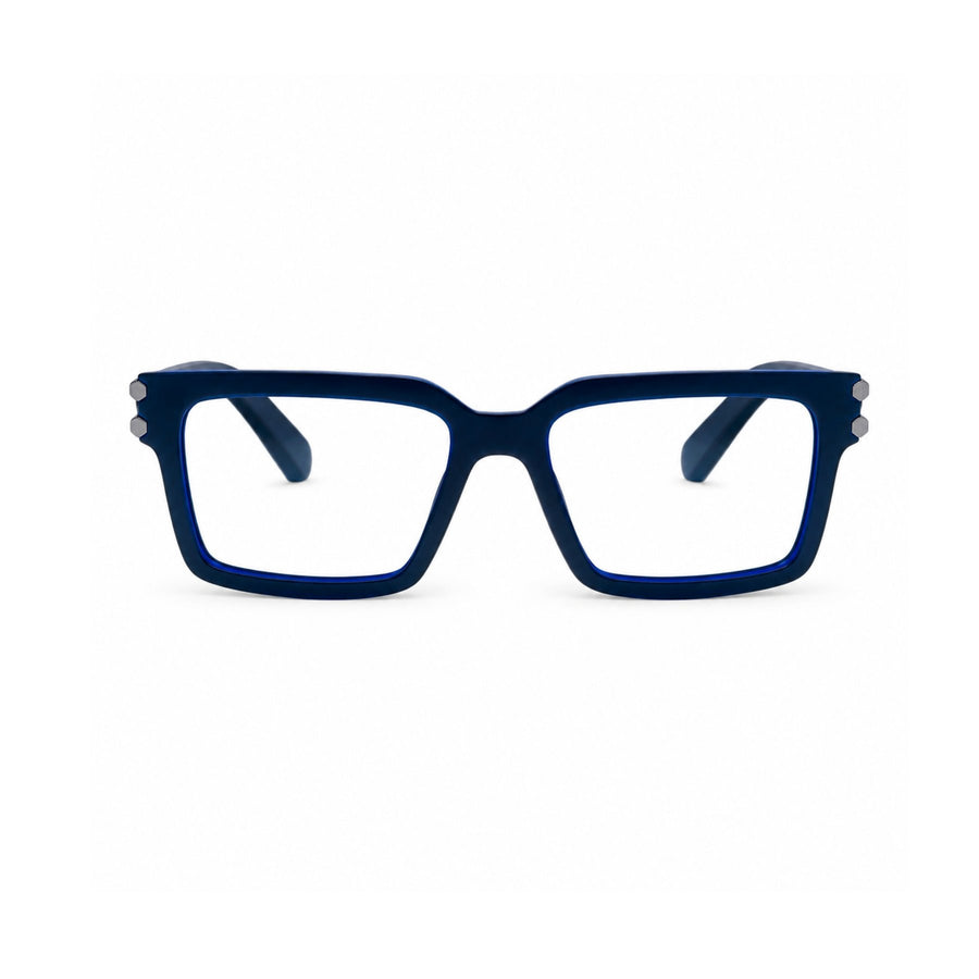 82106 VERLIN Square Computer Glasses in Navy Blue - front view