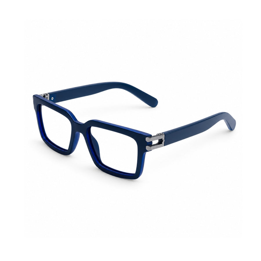 82106 VERLIN Square Computer Glasses in Navy Blue - three-quarter view
