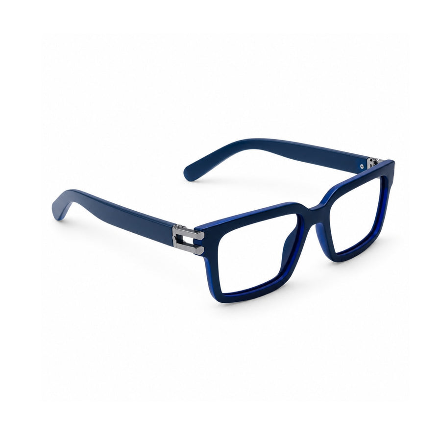 82106 VERLIN Square Computer Glasses in Navy Blue - angled view