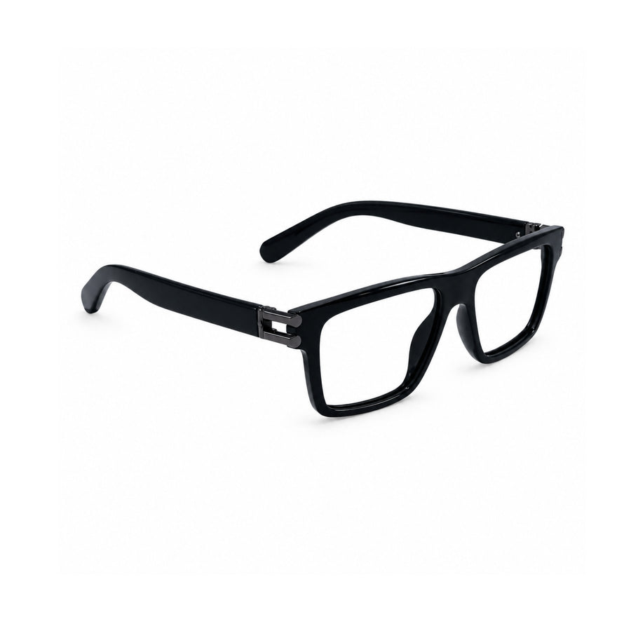 82107 VERLIN Flat-Top Square Computer Glasses in Black - angled view